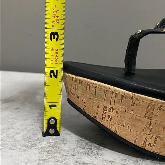 VENUS Black and Tan Beaded Mesh Wedge Sandals Size 8 - Picture 11 of 13